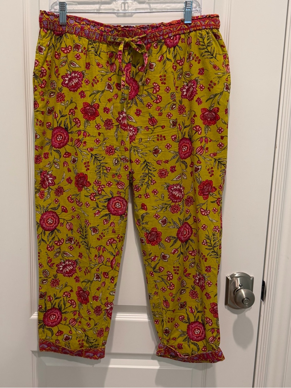 Sundance Women’s Floral Cotton Pants Lightweight Boho Cottagecore Lounge Size M